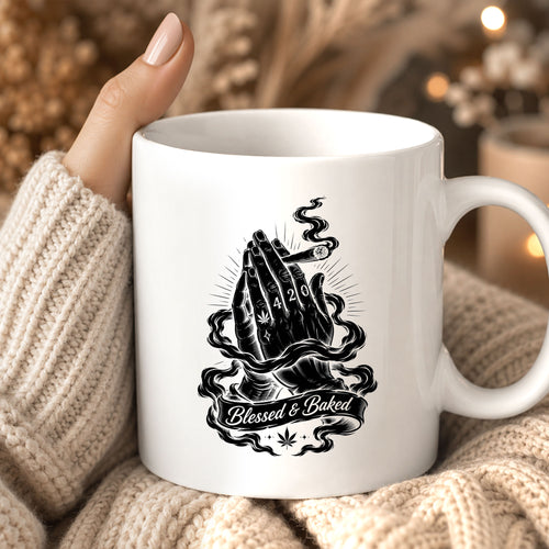 Blessed & Baked 420 Praying Hands Coffee Mug