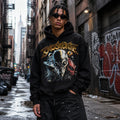 Alien Space Graphic Cropped Black Hoodie