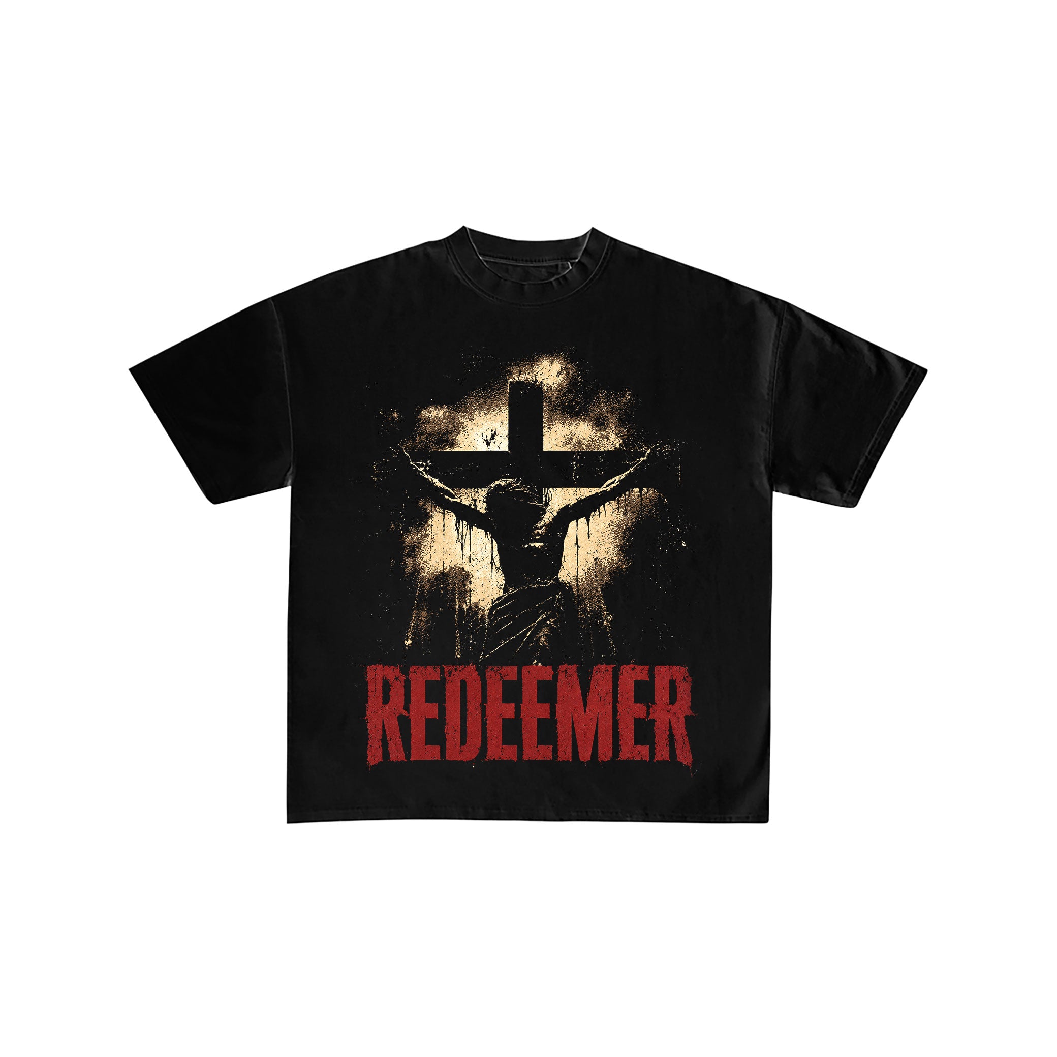 Redeemer Crucifixion Black Graphic T-Shirt