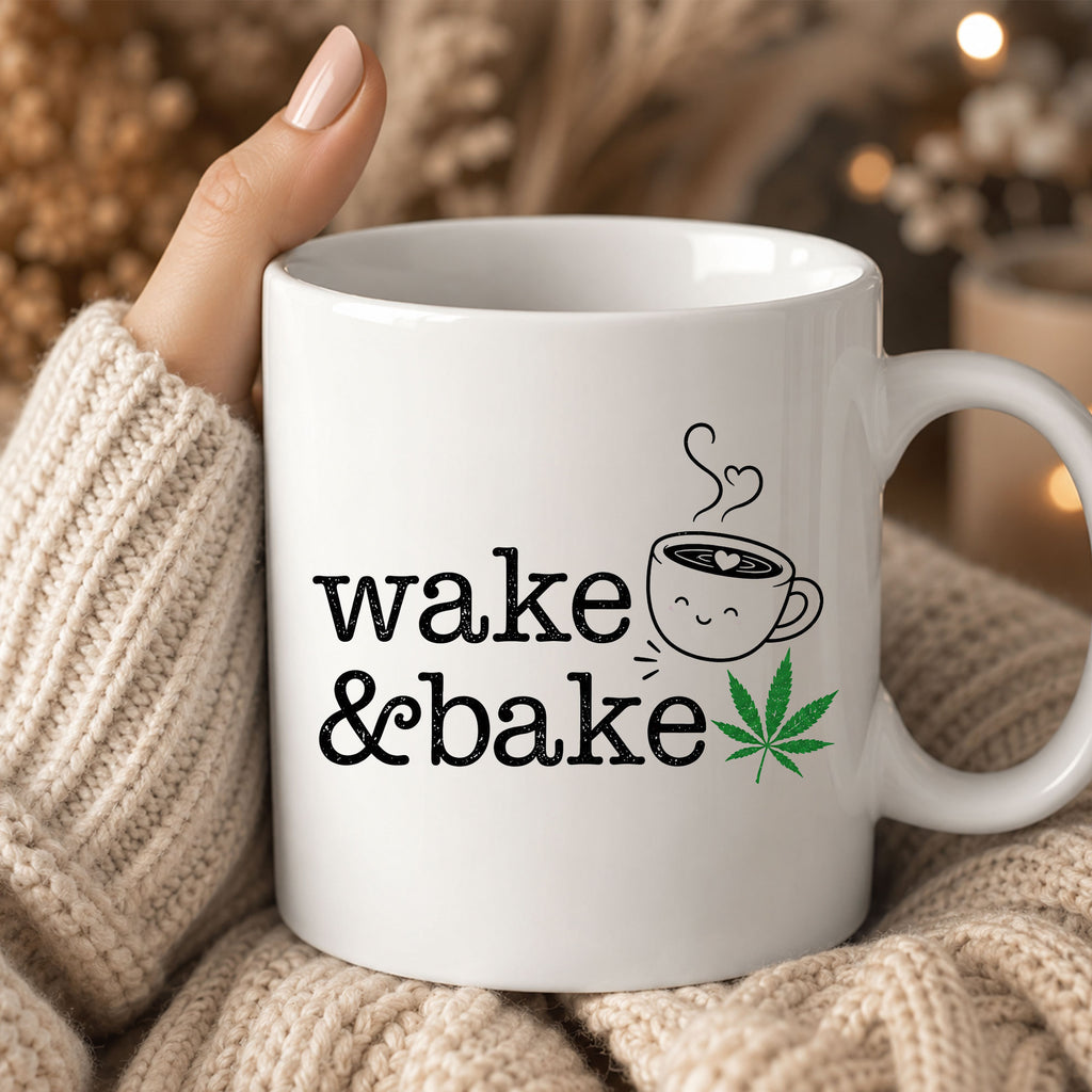Wake and Bake Funny Ceramic Coffee Mug
