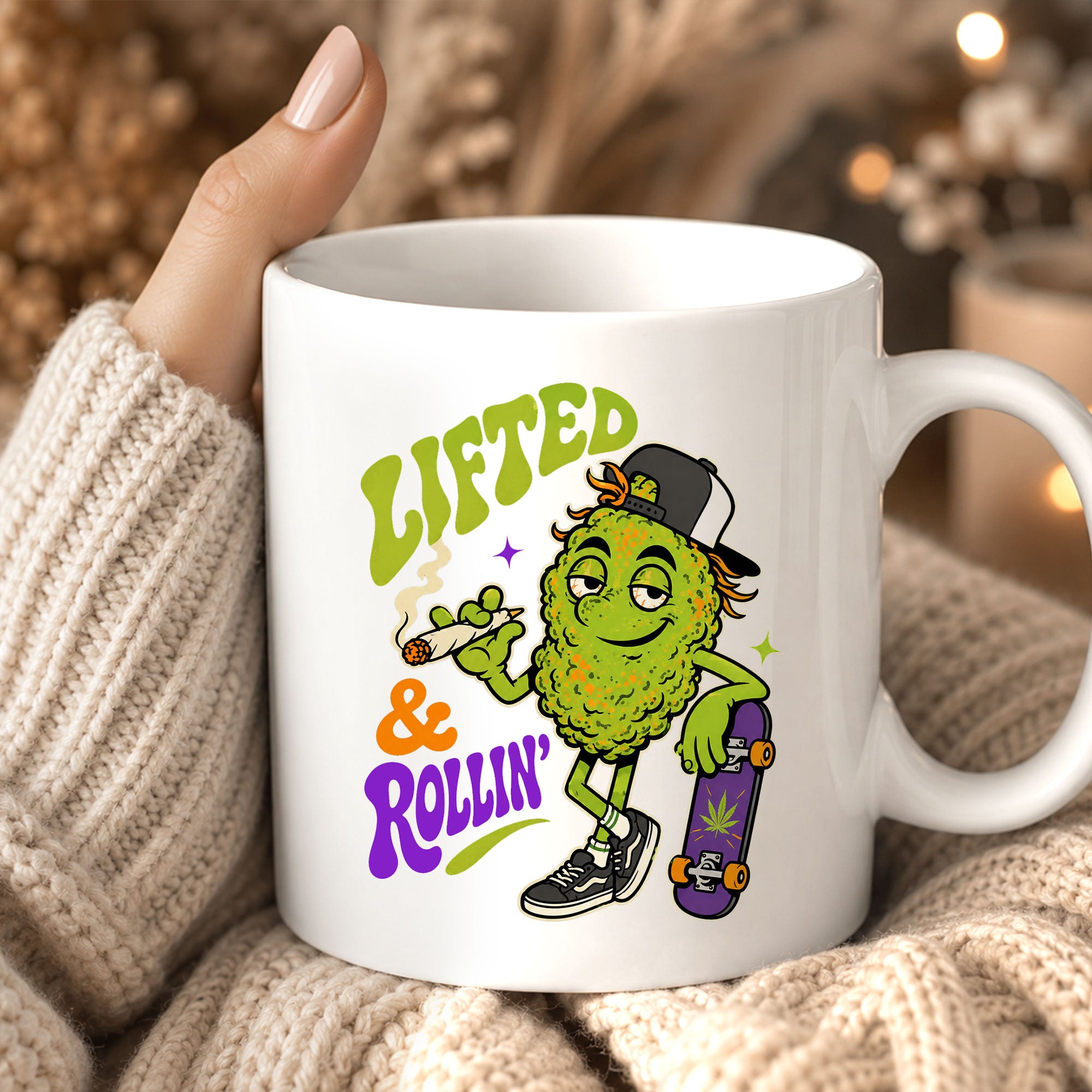 Lifted & Rollin' Skater Weed Bud Coffee Mug