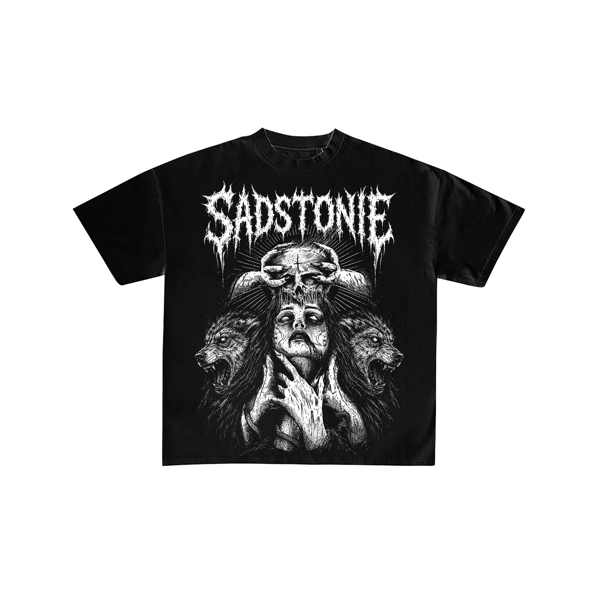Gothic Wolf Skull Graphic Oversized T-Shirt