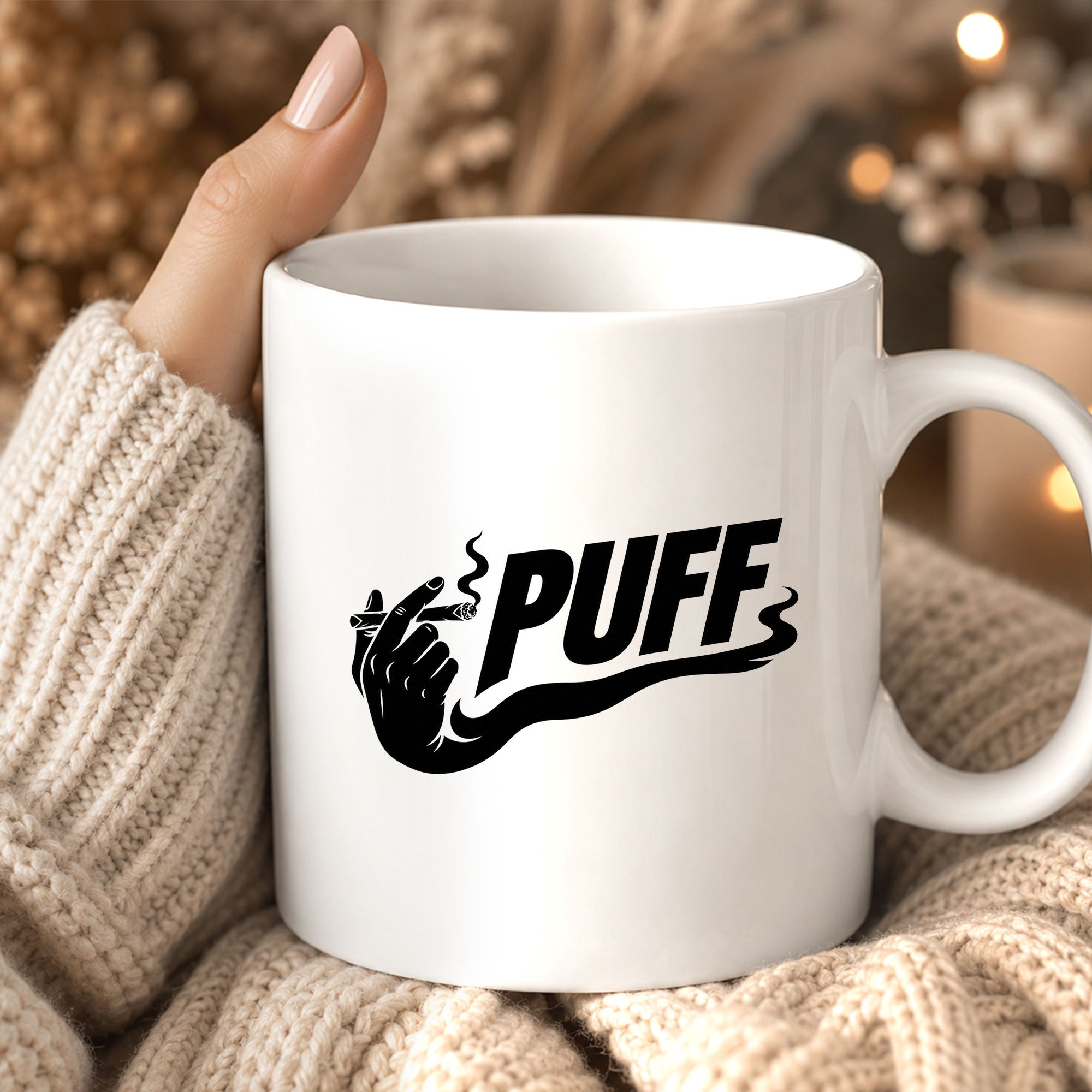 Puff Smoking Hand Graphic Ceramic Mug