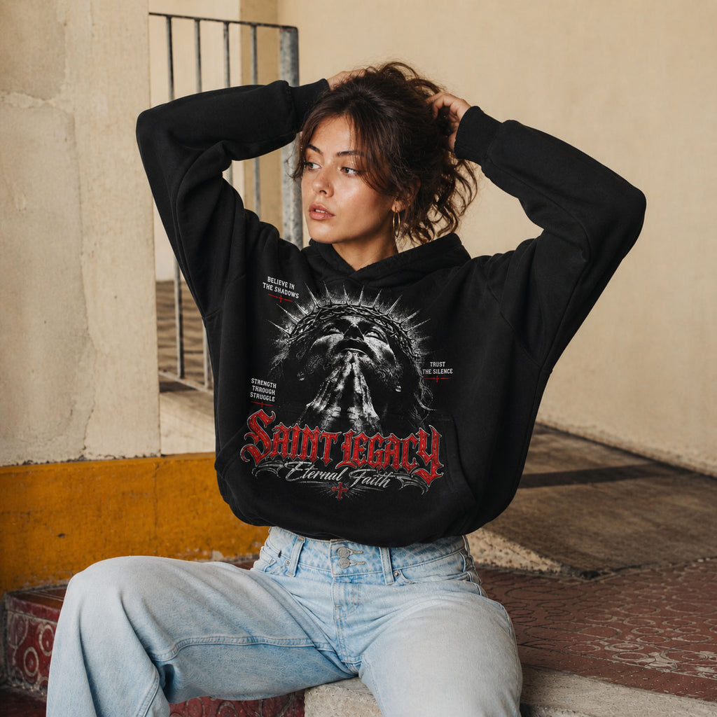 Saint Legacy Eternal Faith Graphic Black Hoodie