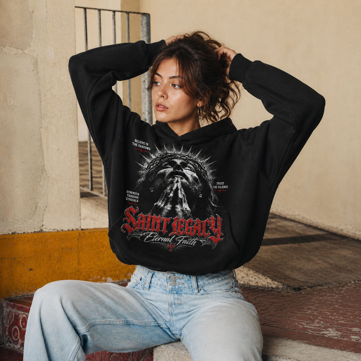 Saint Legacy Eternal Faith Graphic Black Hoodie
