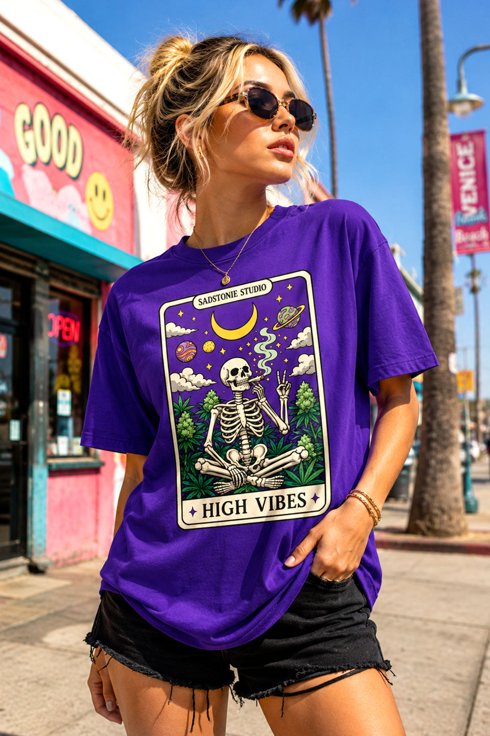 High Vibes Tarot Skeleton Graphic Tee
