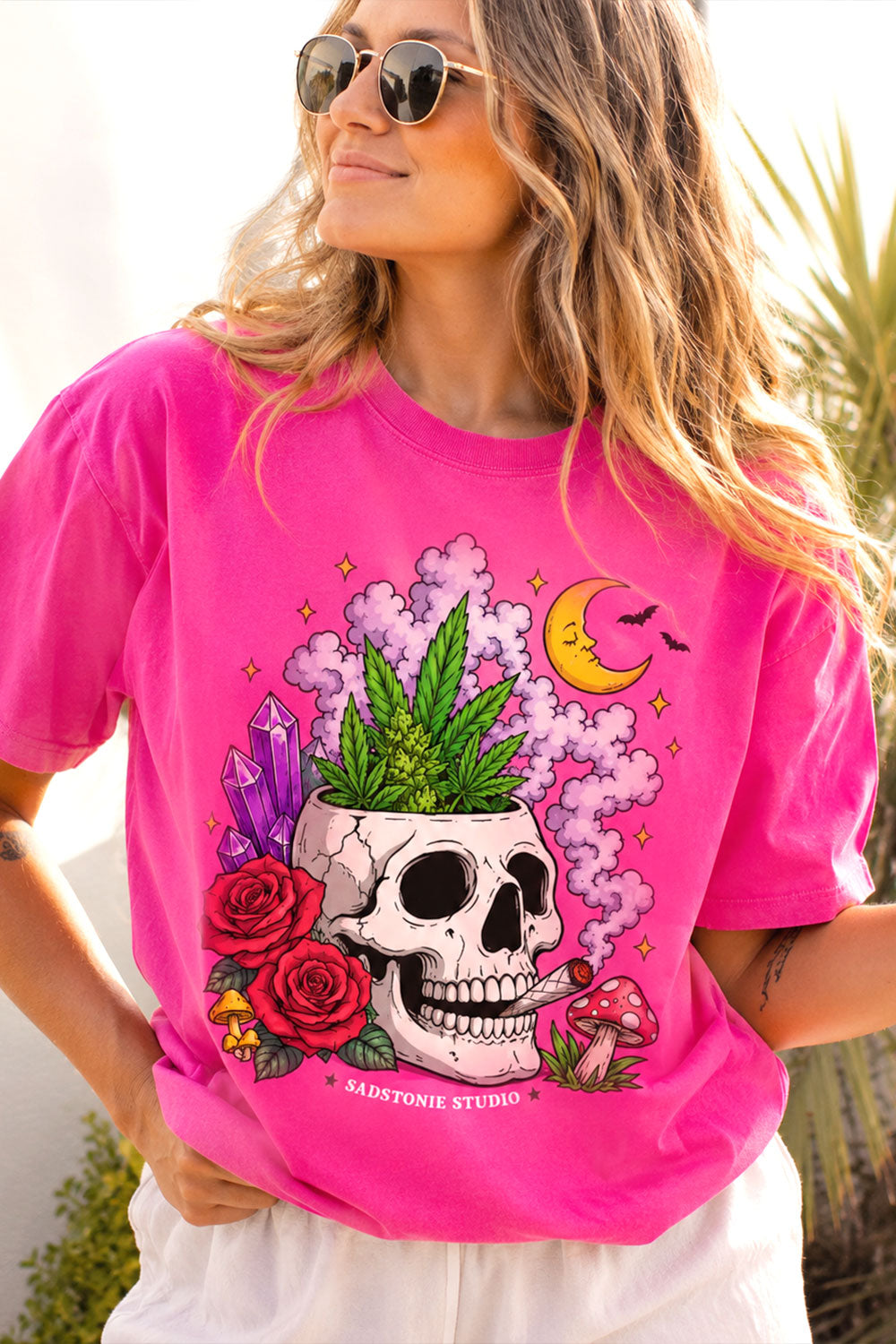 Gothic Skull Cannabis Vintage Graphic Tee