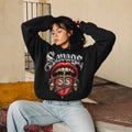 Savage Lips Chrome Graphic Black Crop Hoodie