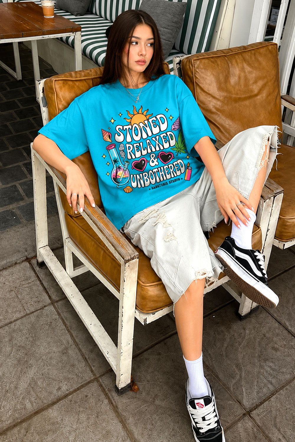 Stoned Relaxed Unbothered Retro Graphic Tee