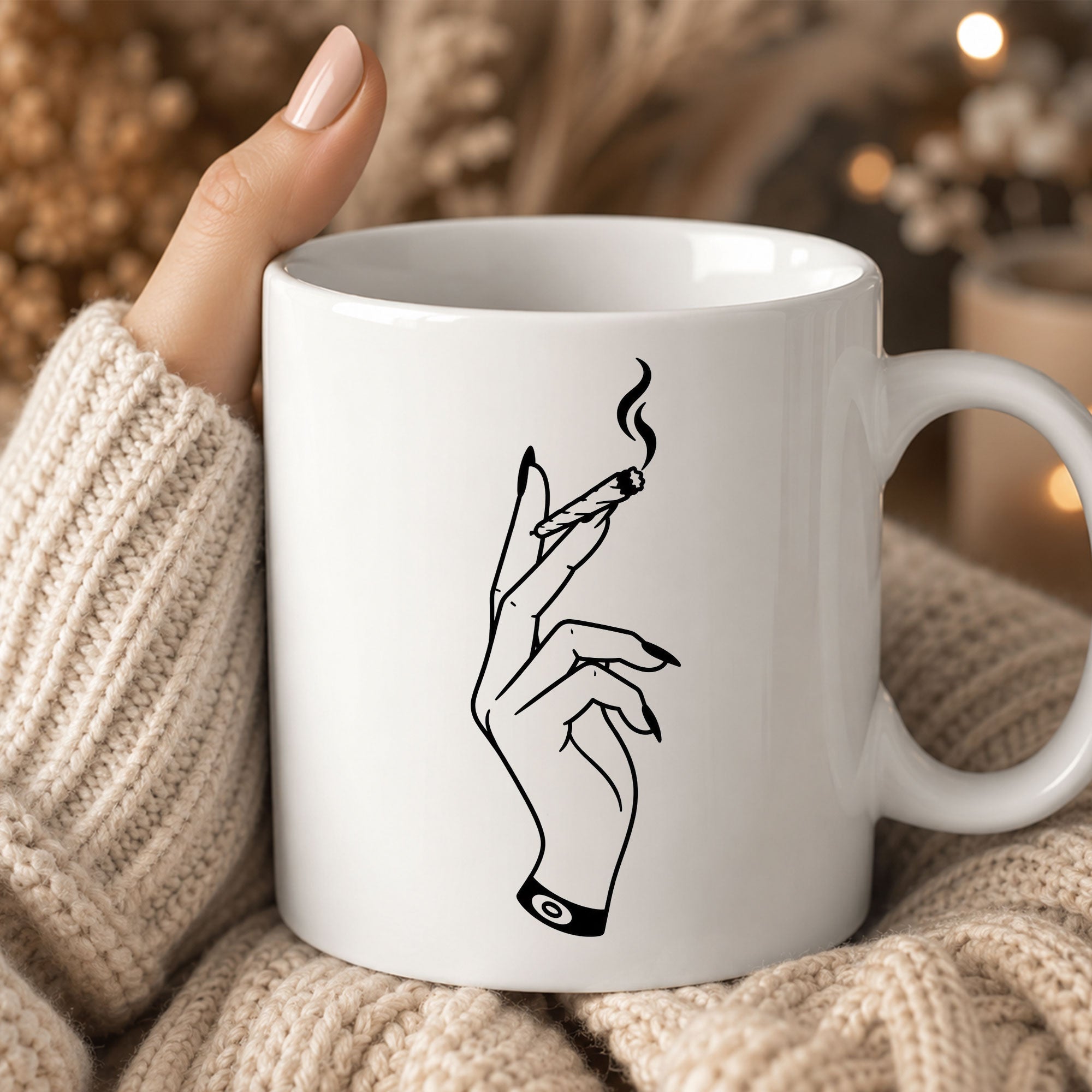 Elegant Hand Holding Joint Ceramic Coffee Mug