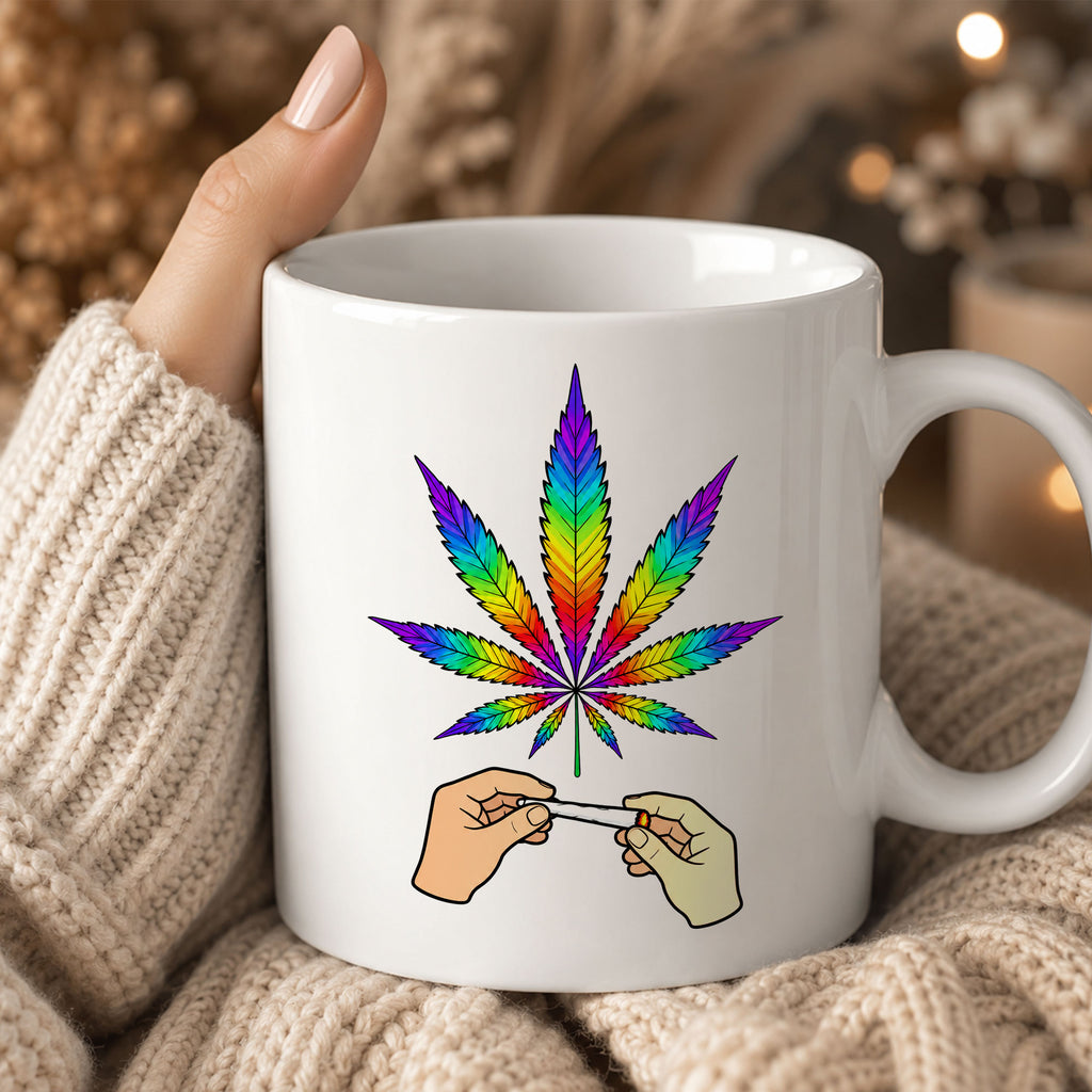 Rainbow Leaf Ceramic Coffee Mug