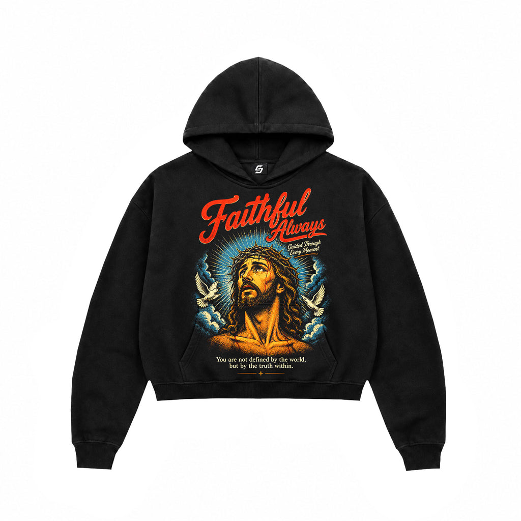 Faithful Always Vintage Graphic Cropped Hoodie