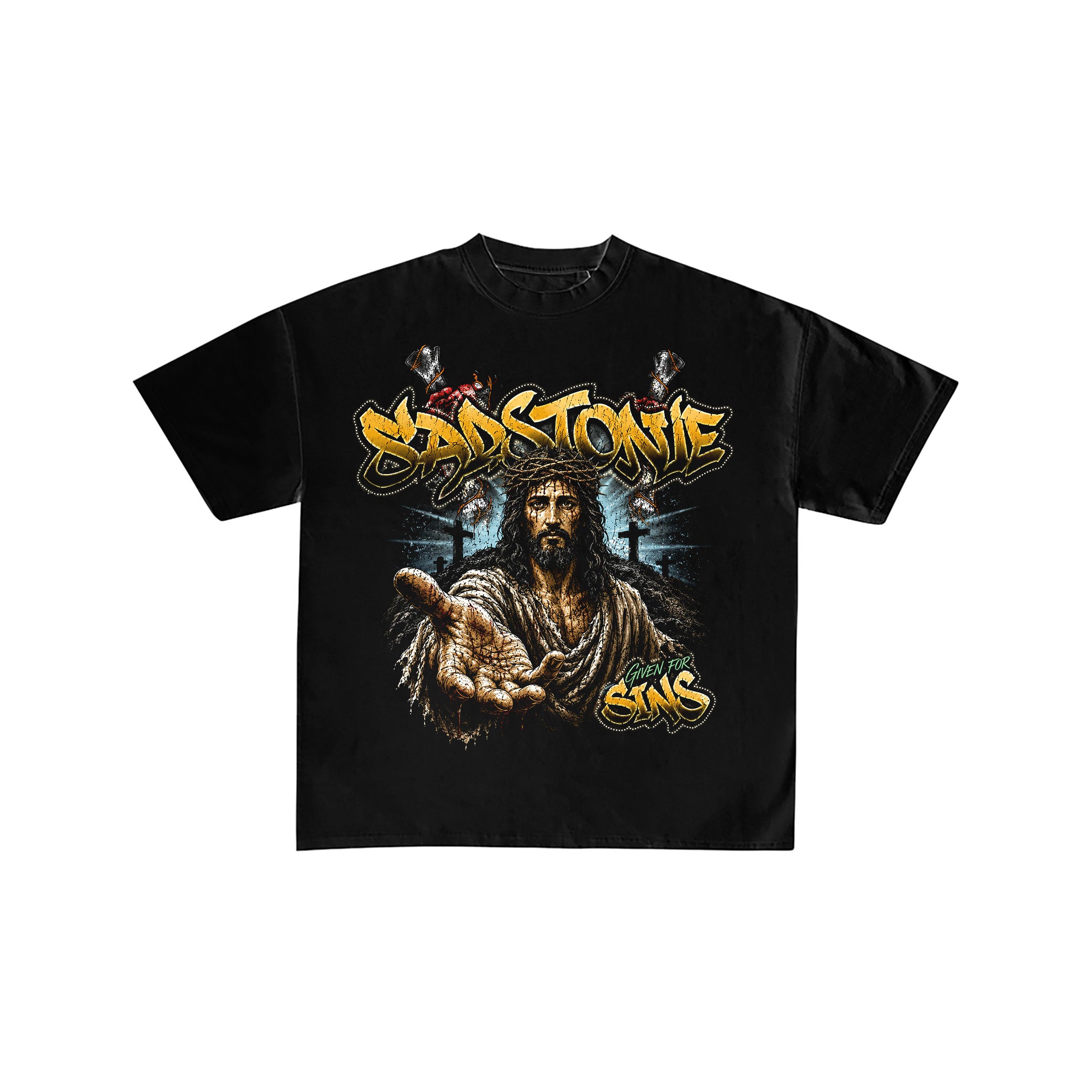 Jesus Given For Sins Black Graphic T-Shirt