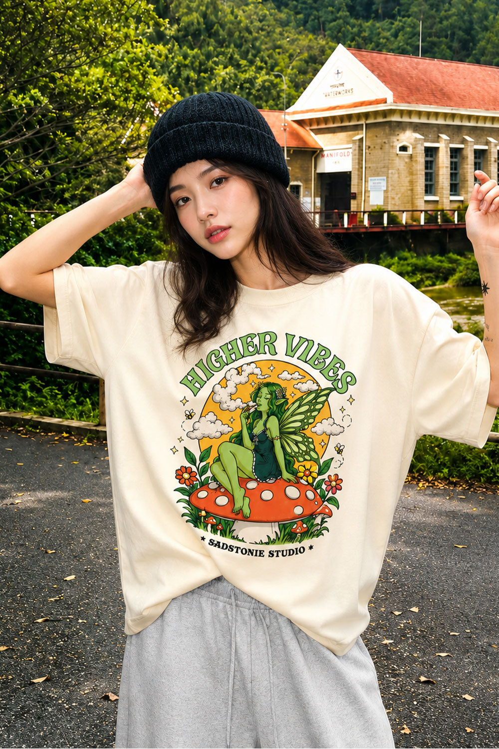 Higher Vibes Fairy Mushroom Graphic Tee