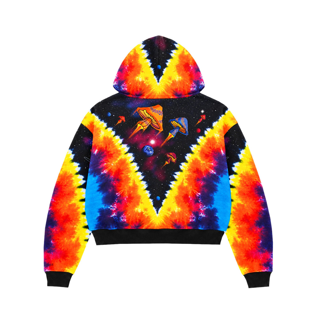 Cosmic Mushroom Tie-Dye Zip Hoodie