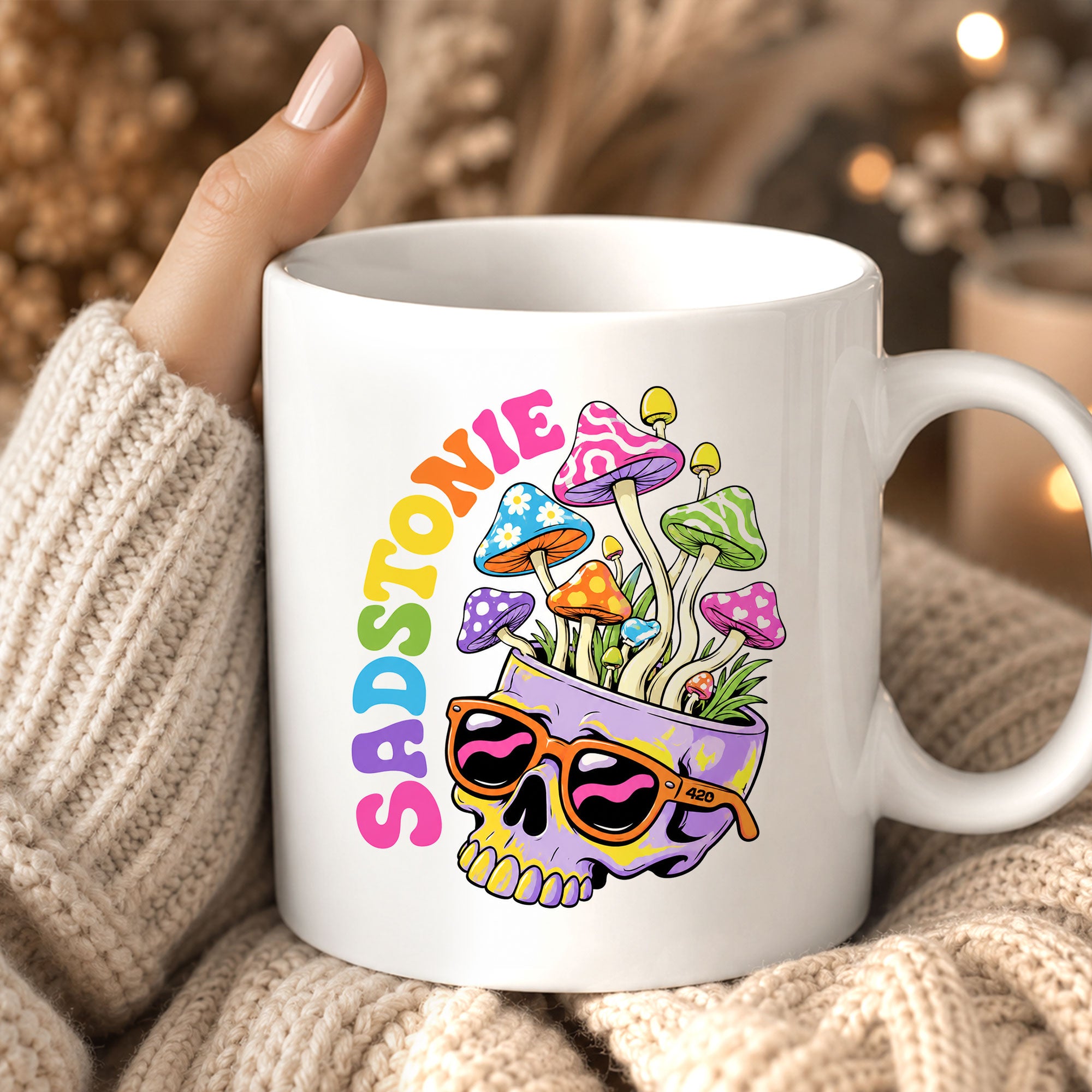 Psychedelic Skull Mushroom Ceramic Mug