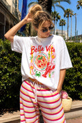 Bella Vita Spaghetti White Graphic Tee