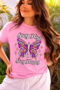 Stay High Butterfly Retro Graphic Tee