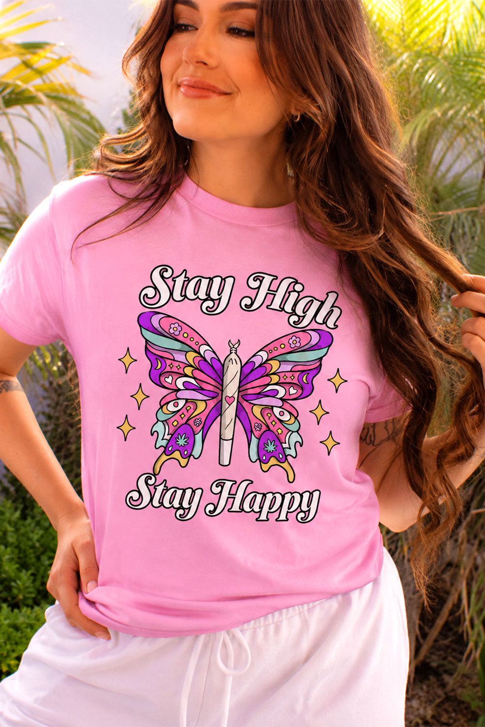 Stay High Butterfly Retro Graphic Tee
