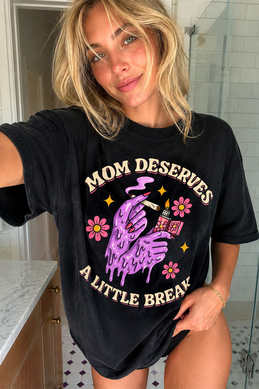 Mom Deserves A Break Retro Graphic Tee