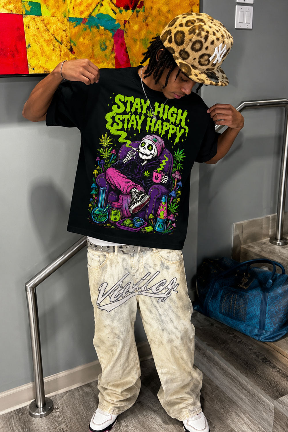 Stay High Stay Happy Black Tee