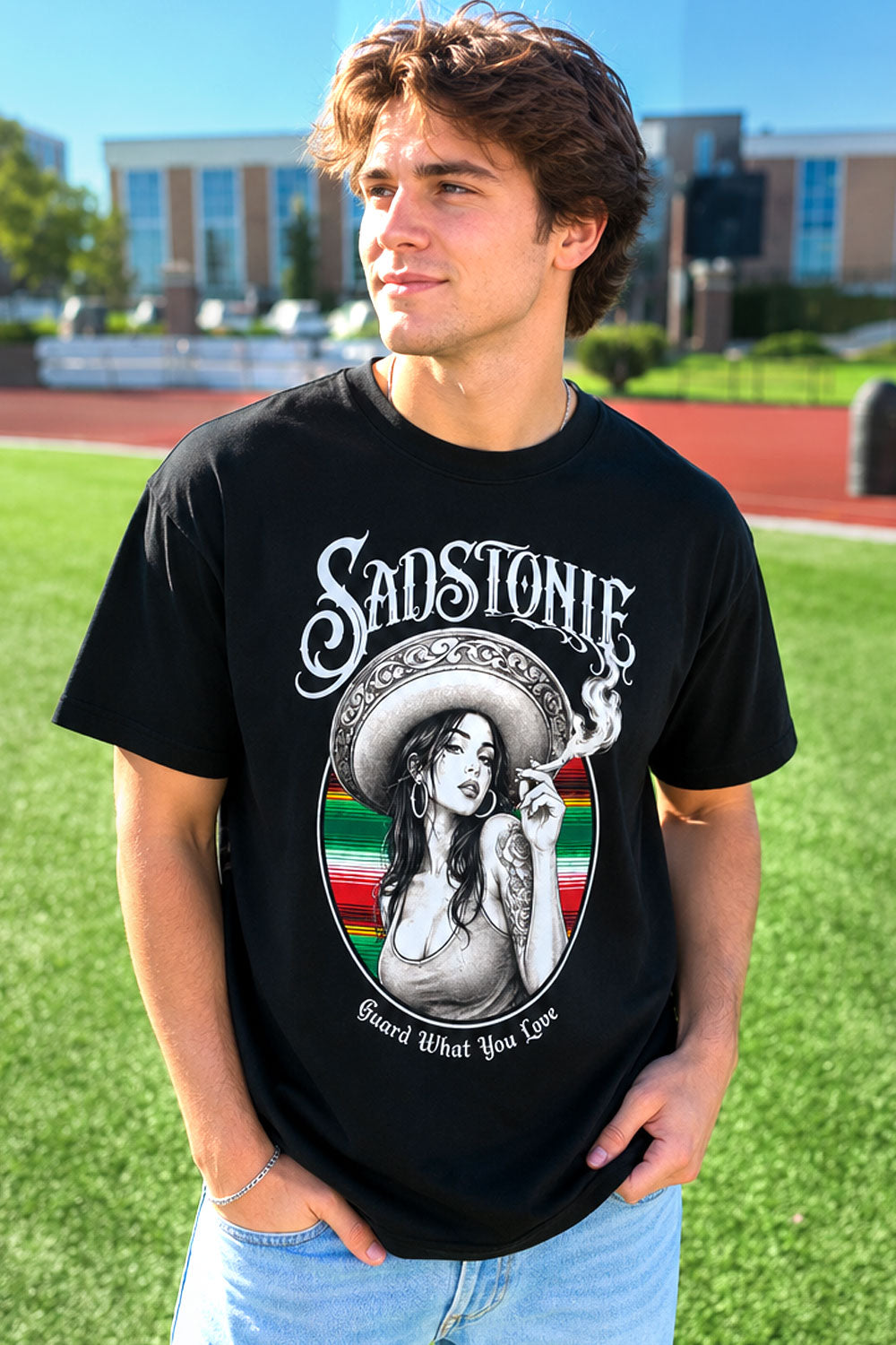 Chicano Girl Graphic Tee Black T-Shirt
