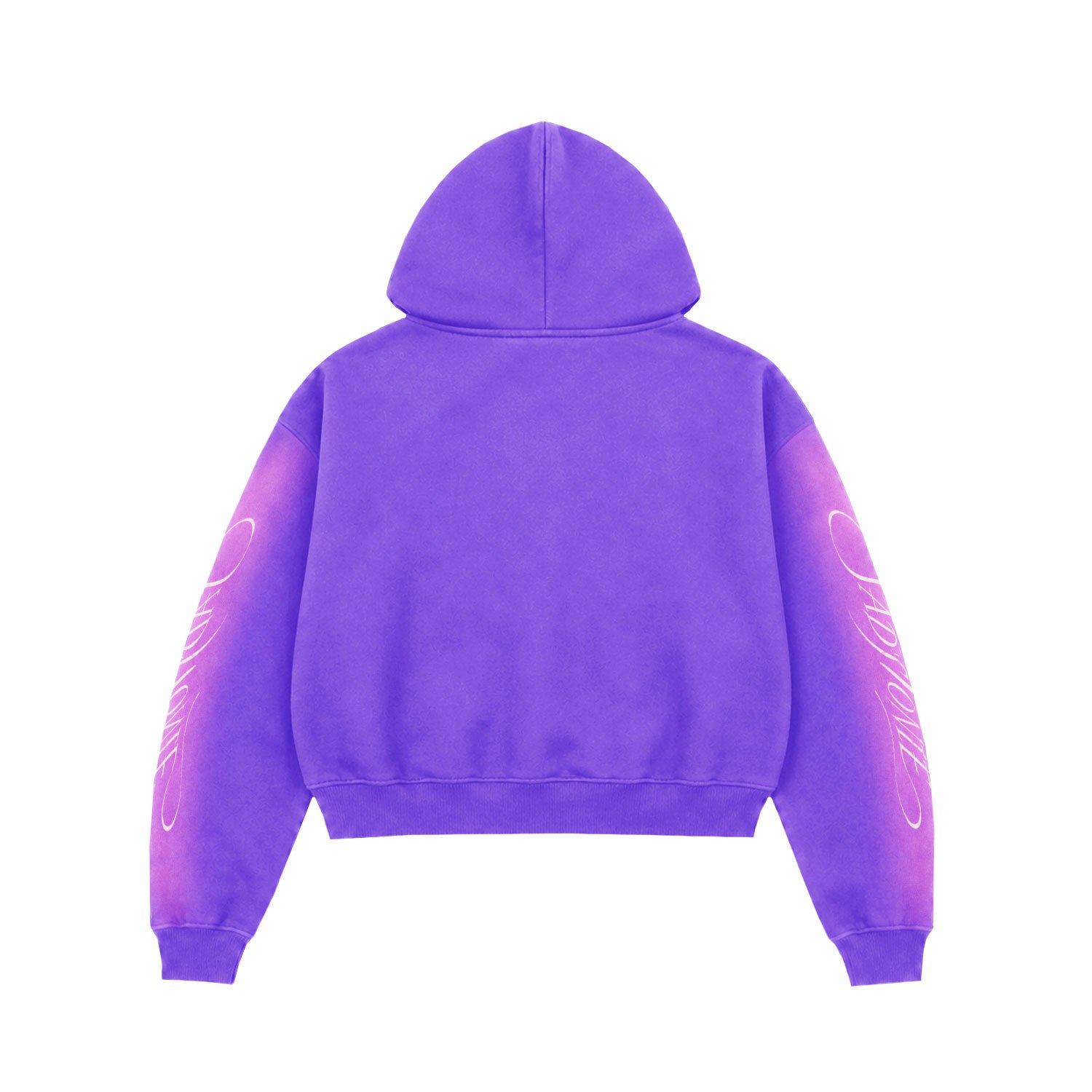 Purple Ombre Script Zip-Up Cropped Hoodie