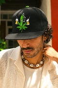 Weed Leaf Beer Toast Black Snapback Hat