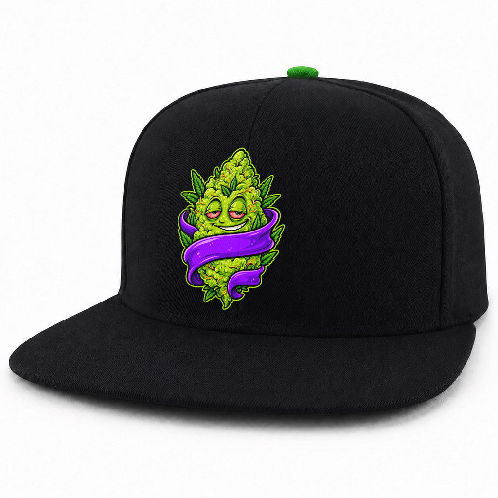 Cannabis Bud Ribbon Black Snapback Hat