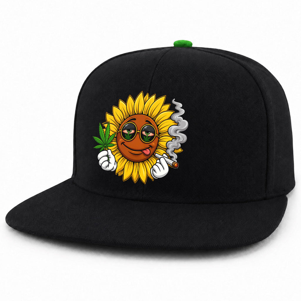 Stoner Sunflower Black Snapback Hat