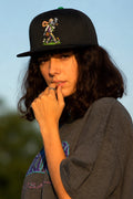 Hippie Skeleton Guitar Black Snapback Hat