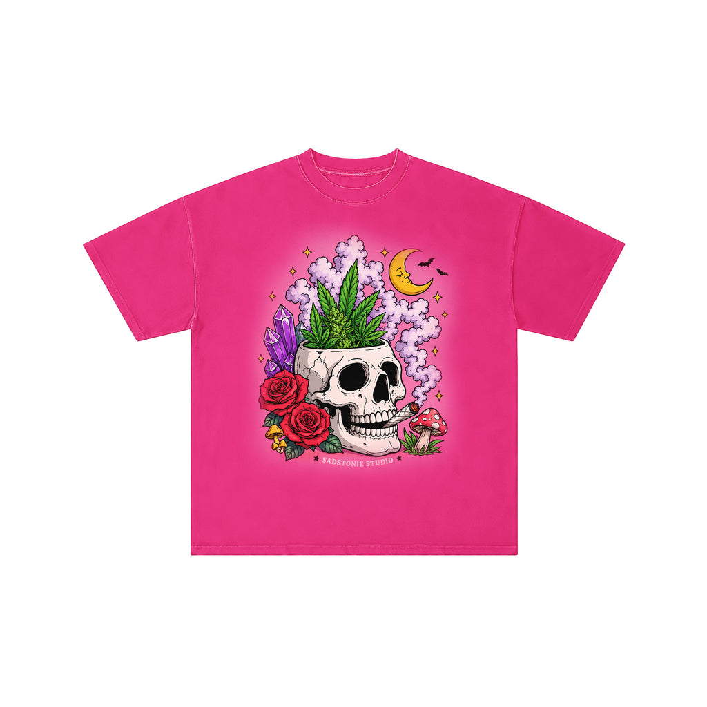 Gothic Skull Cannabis Vintage Graphic Tee