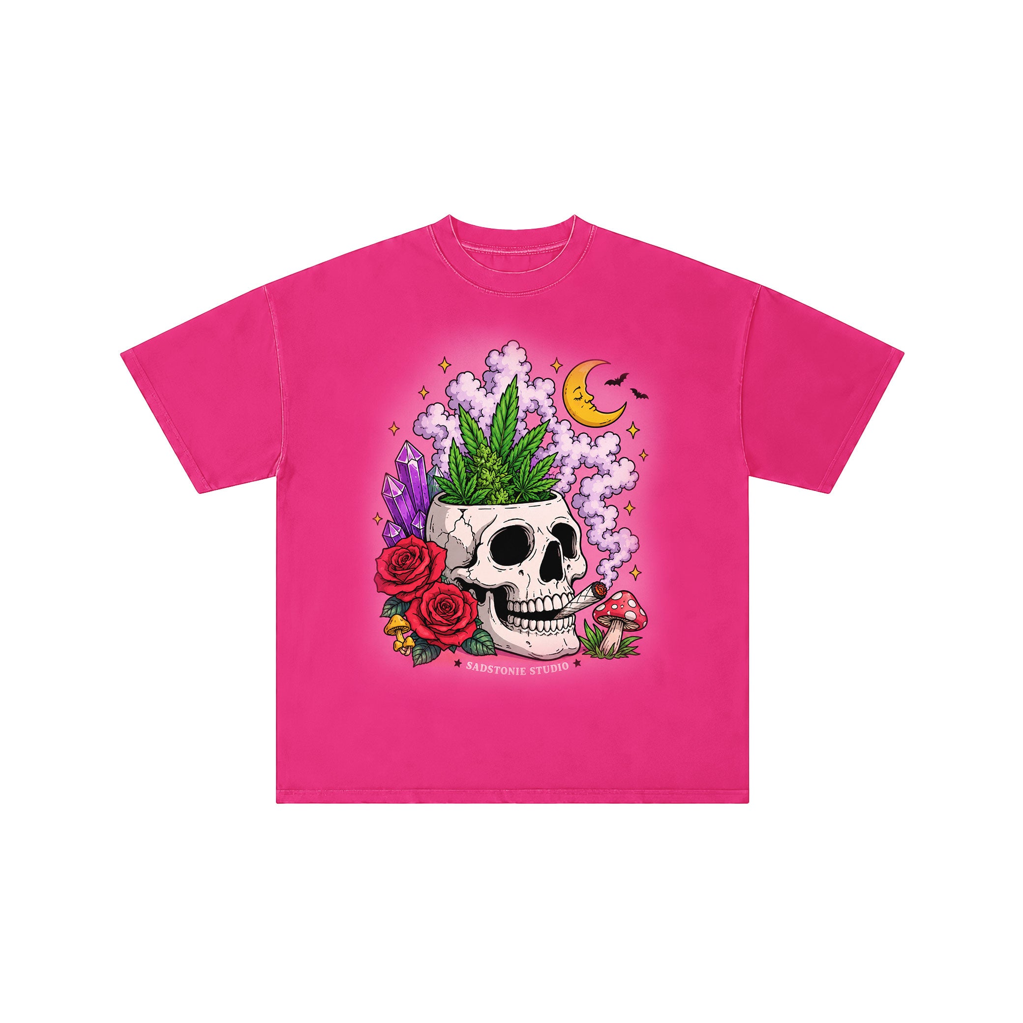 Gothic Skull Cannabis Vintage Graphic Tee