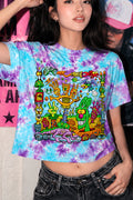 Psychedelic Cartoon Sky Blue Tie-Dye Tee
