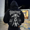Gothic Wolf & Skull Graphic Oversized Hoodie