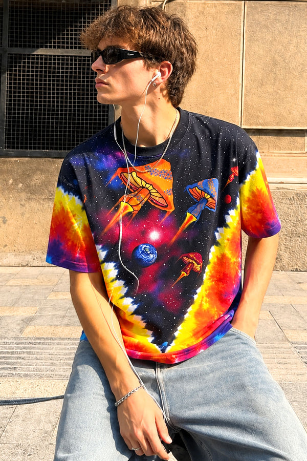 Cosmic Space Mushroom Tie-Dye Tee