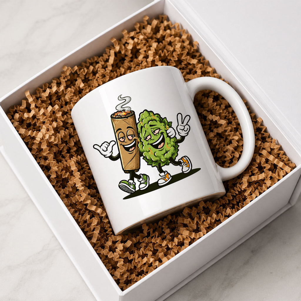 Blunt and Weed Bud Cartoon Ceramic Mug