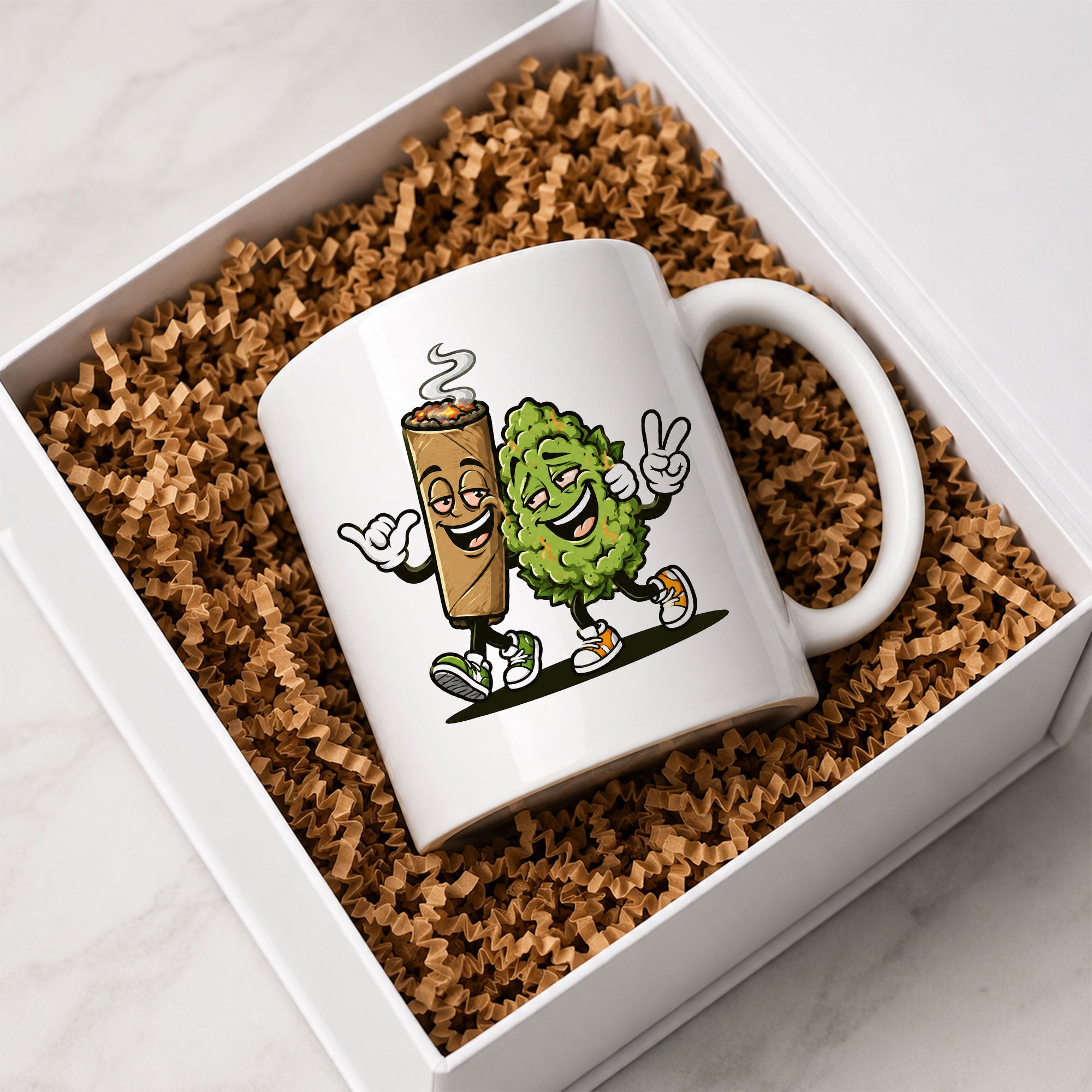 Blunt and Weed Bud Cartoon Ceramic Mug