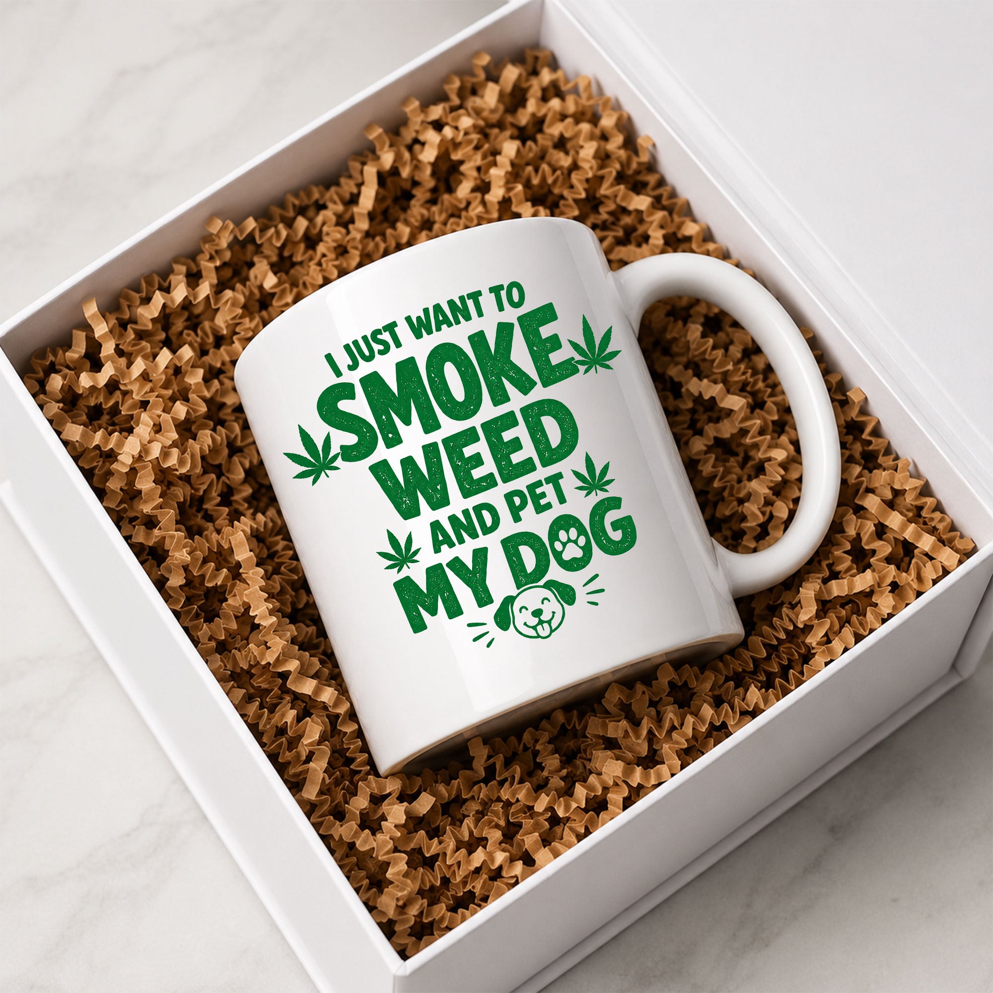 Smoke Weed and Pet My Dog Funny Ceramic Mug