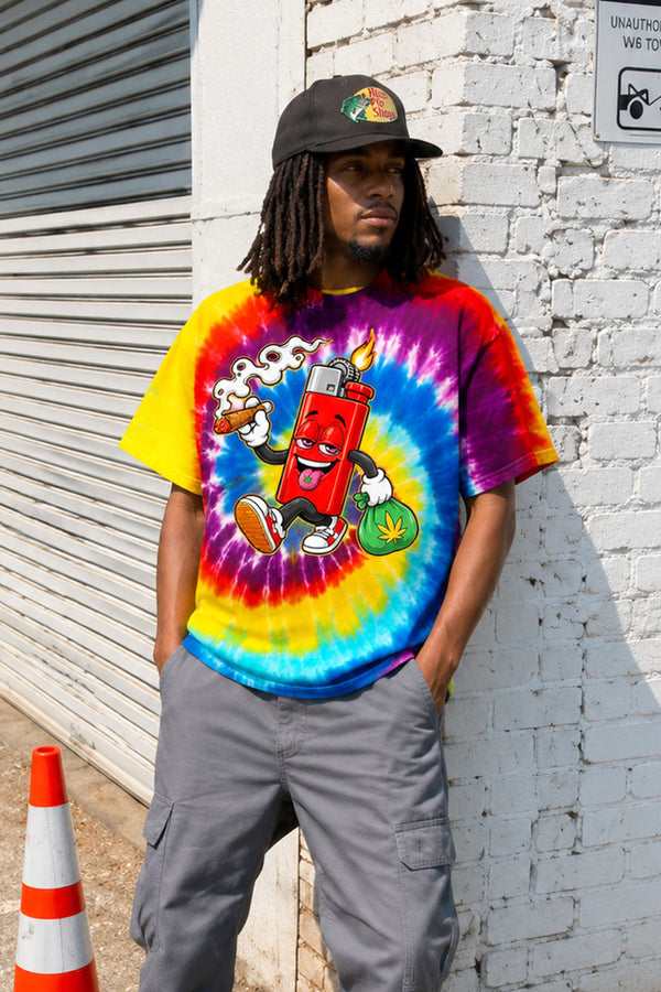 Lighter Character Tie-Dye Graphic Tee