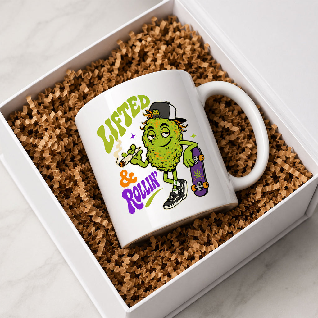 Lifted & Rollin' Skater Weed Bud Coffee Mug