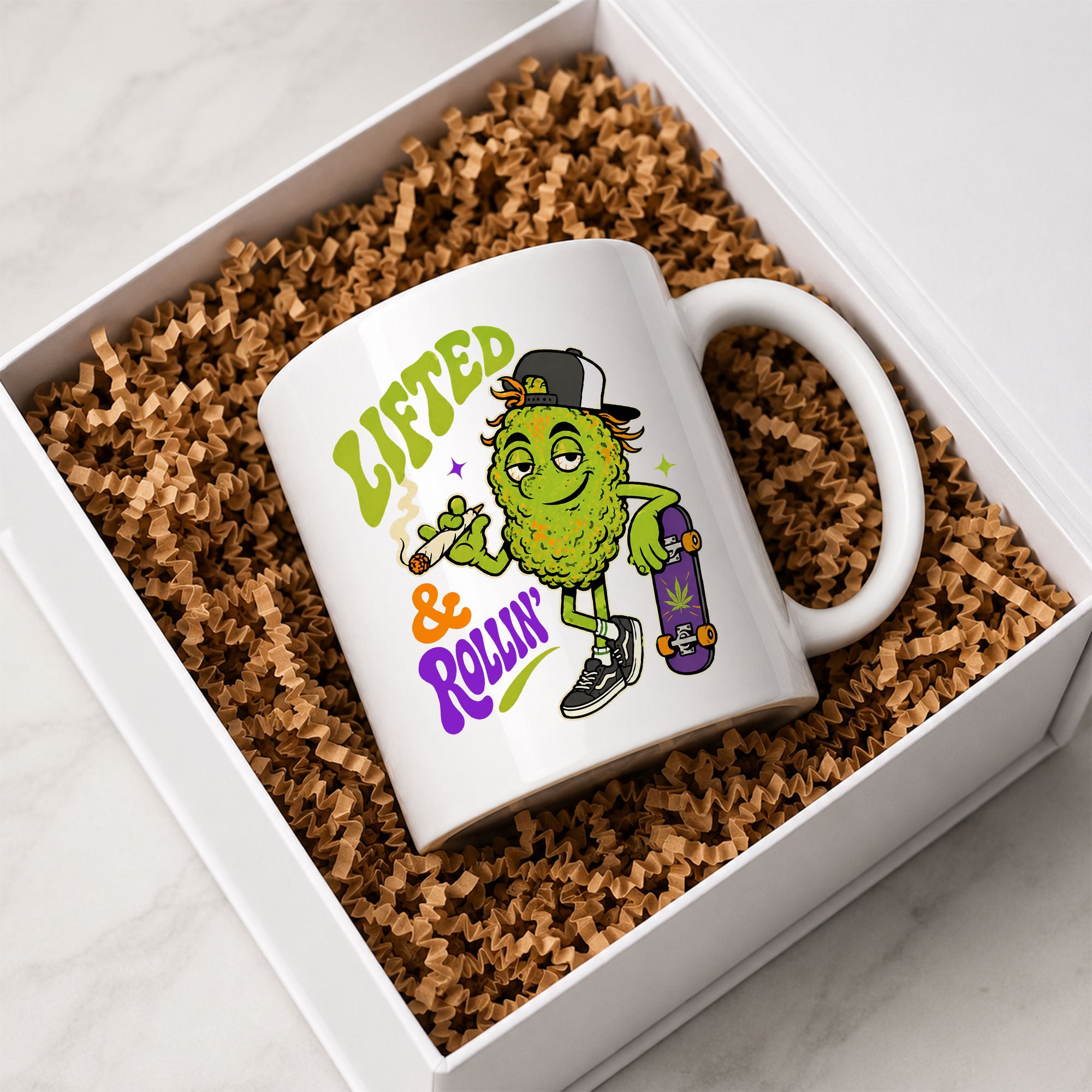 Lifted & Rollin' Skater Weed Bud Coffee Mug