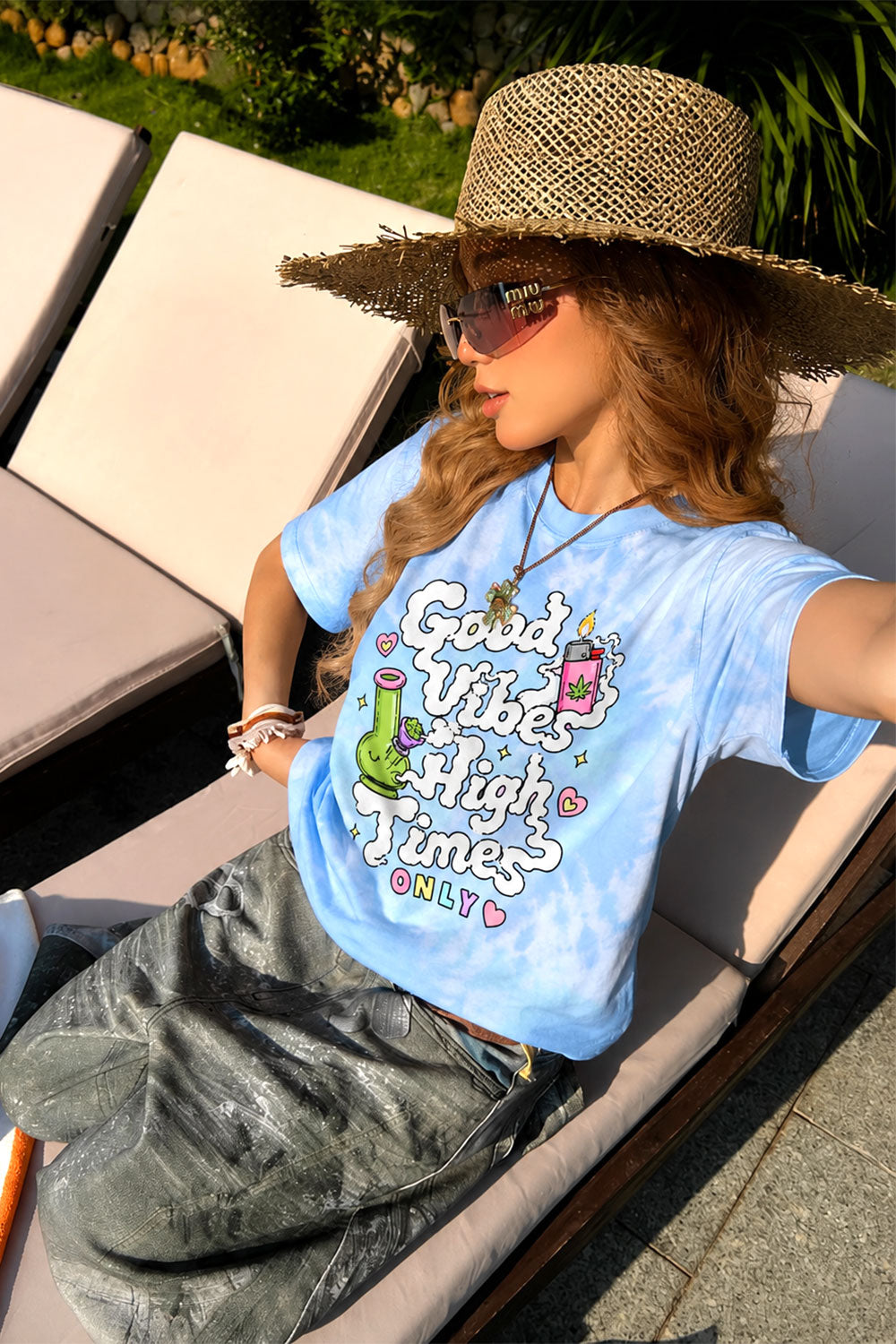 Good Vibes High Times 420 Tie Dye Graphic Tee