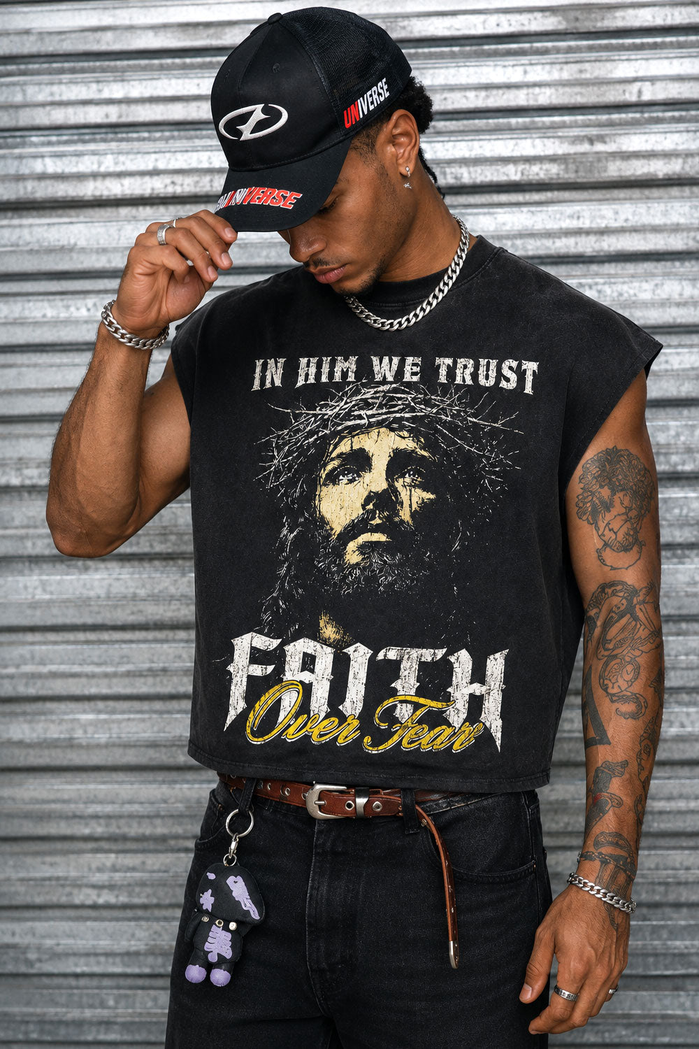 Jesus Faith Over Fear Muscle Tee Washed Cotton