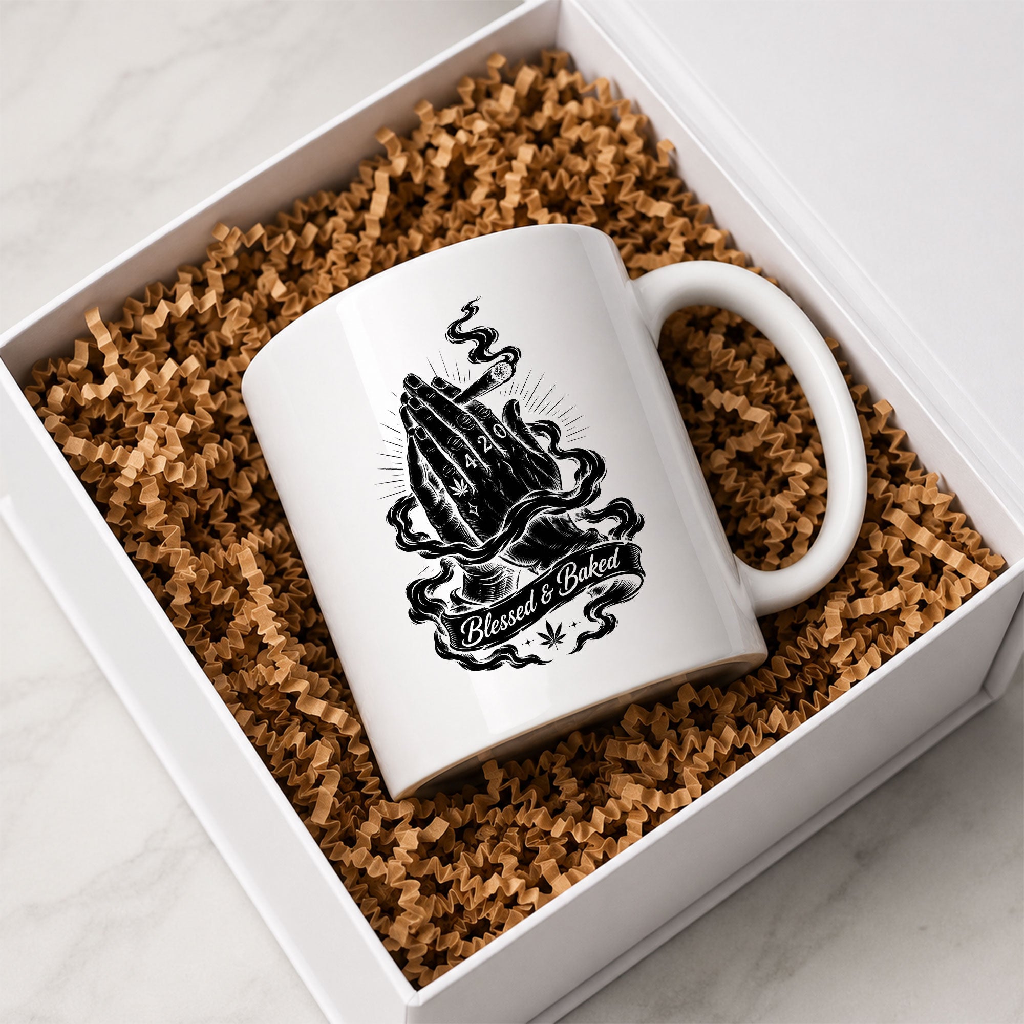 Blessed & Baked 420 Praying Hands Coffee Mug