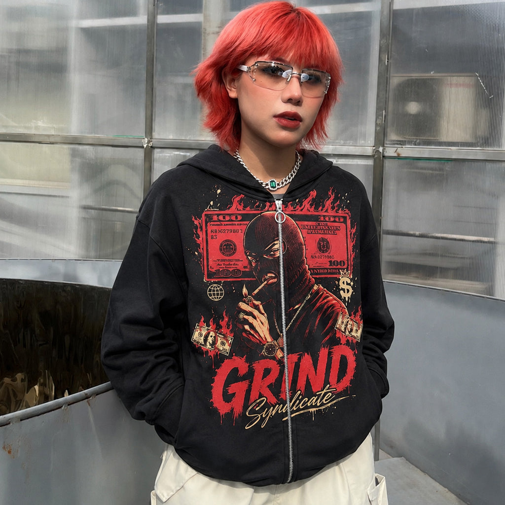 Grind Syndicate Money Graphic Zip-Up Hoodie