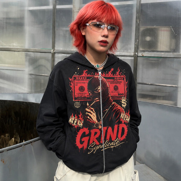 Grind Syndicate Money Graphic Zip-Up Hoodie