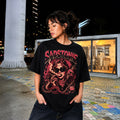 Punk Succubus Graphic Pink Oversized T-Shir