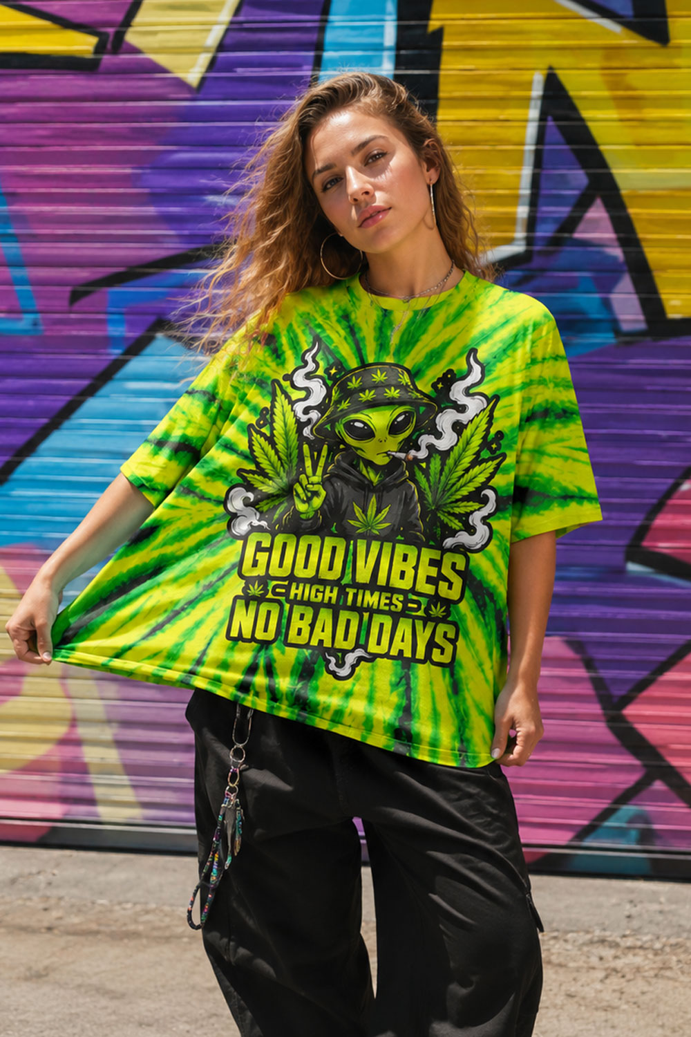 Good Vibes Alien Tie Dye T-Shirt