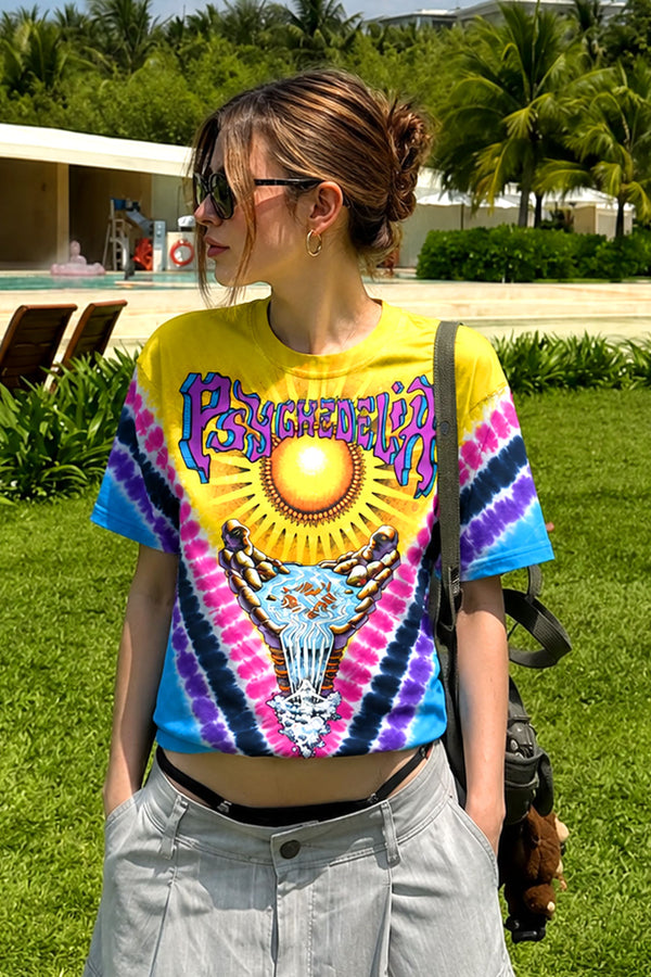 Psychedelia Sun Waterfall Tie-Dye Tee